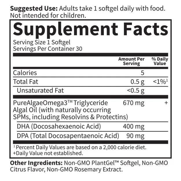 GoL Dr. Formulated Vegan DHA 30 Softgels **SPECIAL ORDER /DELAYED SHIPPING** - Image 2