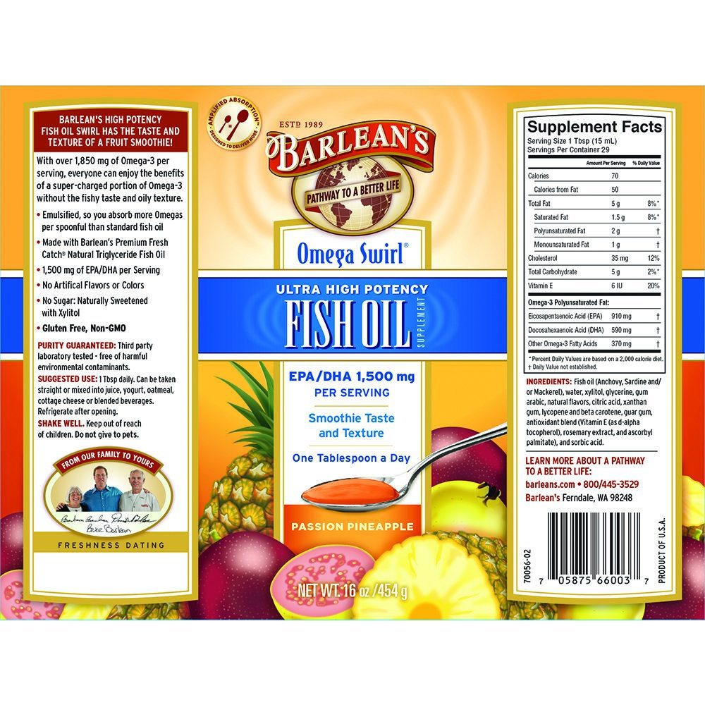Omega Swirl High Potency Passion Pineapple Smoothie (16oz) - Image 2
